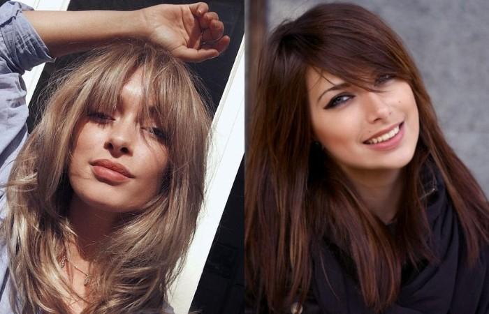 Отросшая челка на длинных волосах - фото Удлиненная челка - топ идей